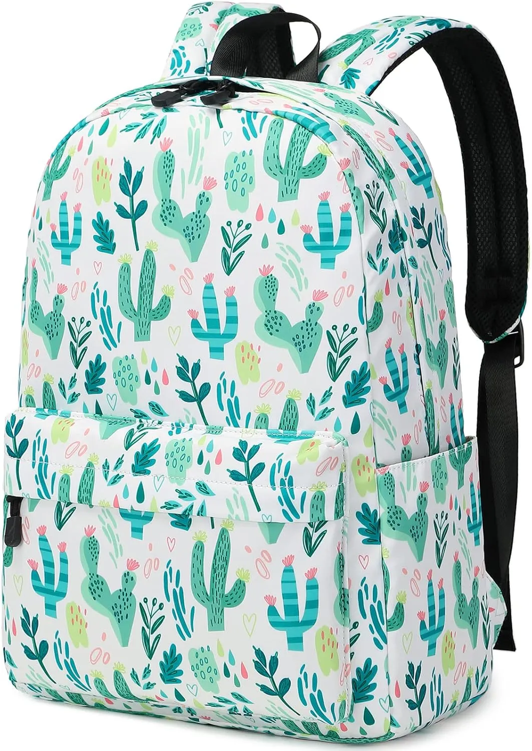MIRLEWAIY 15.7 inch Kids Travel Backpack for School Girls Elementary, Cactus