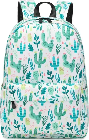 MIRLEWAIY 15.7 inch Kids Travel Backpack for School Girls Elementary, Cactus