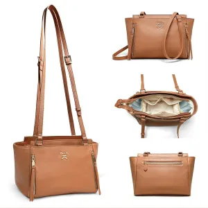Miss Fong Mini Diaper Bag, Crossbody Diaper Clutch with 7 Organizers, 2 Insulated Pockets and Adjustable Strap (Brown)