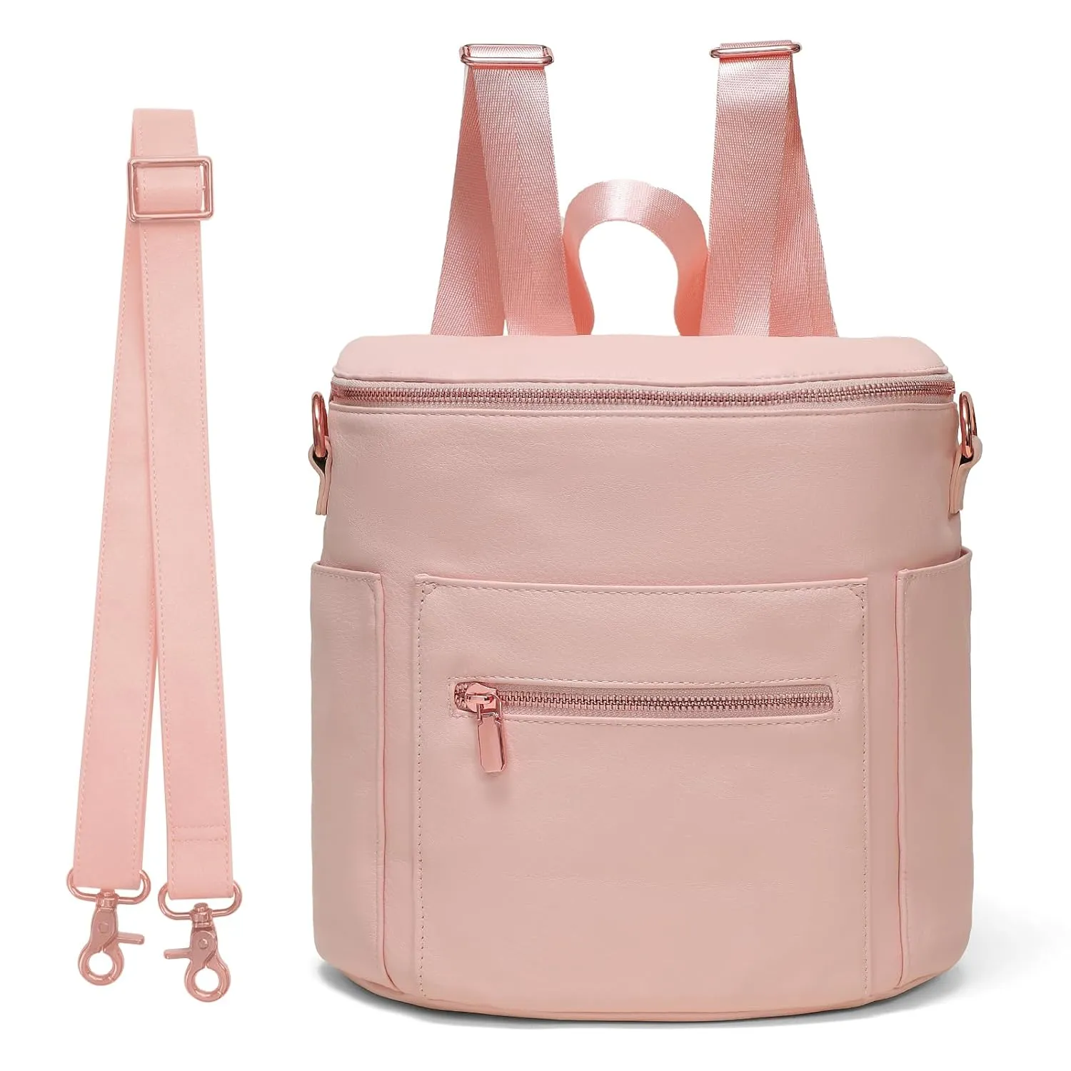 miss fong Mini Diaper Bag Leather, Small Diaper Bag with in Bag Organizer, Insulated Pocket and Shoulder Strap(Pink Rose)…
