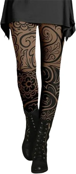 Miyaomn Stylish Boho Printed Leggings for Women Skinny Comfy Stretchy High Waisted Tights Workout Athletic Fitness Yoga Pants