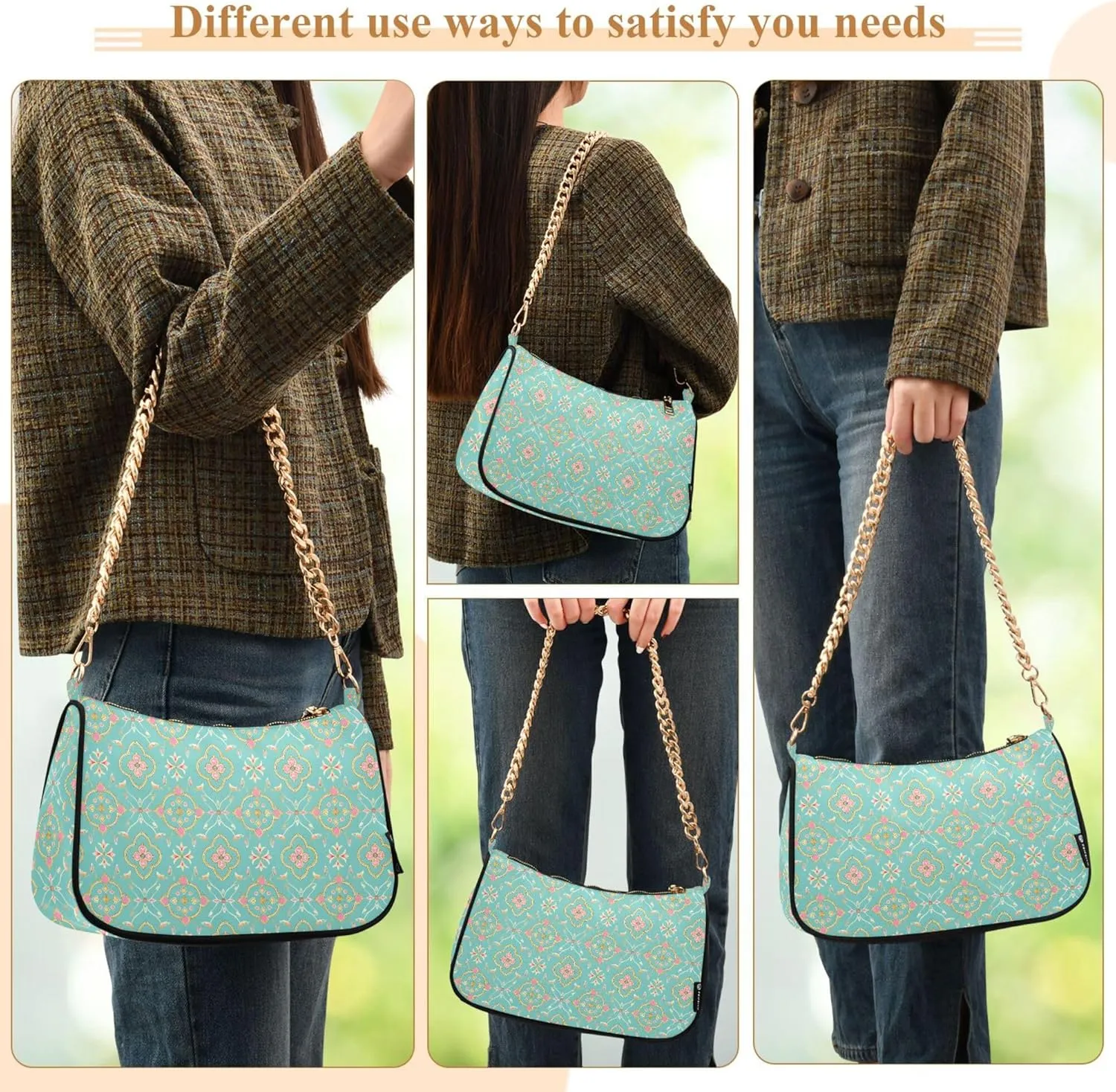 MNSRUU Handbag Purses Women Black Checkered Chain bag