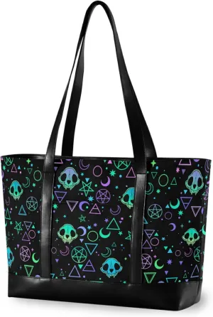 MNSRUU Laptop Bag for Women, Goth Laptop Tote Bag Canvas Laptop Shoulder Bag Large Womens Teacher Handbag
