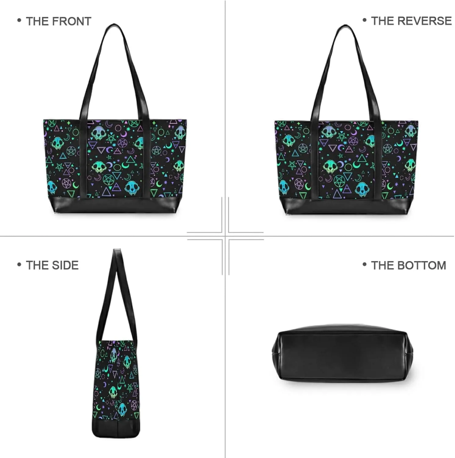 MNSRUU Laptop Bag for Women, Goth Laptop Tote Bag Canvas Laptop Shoulder Bag Large Womens Teacher Handbag
