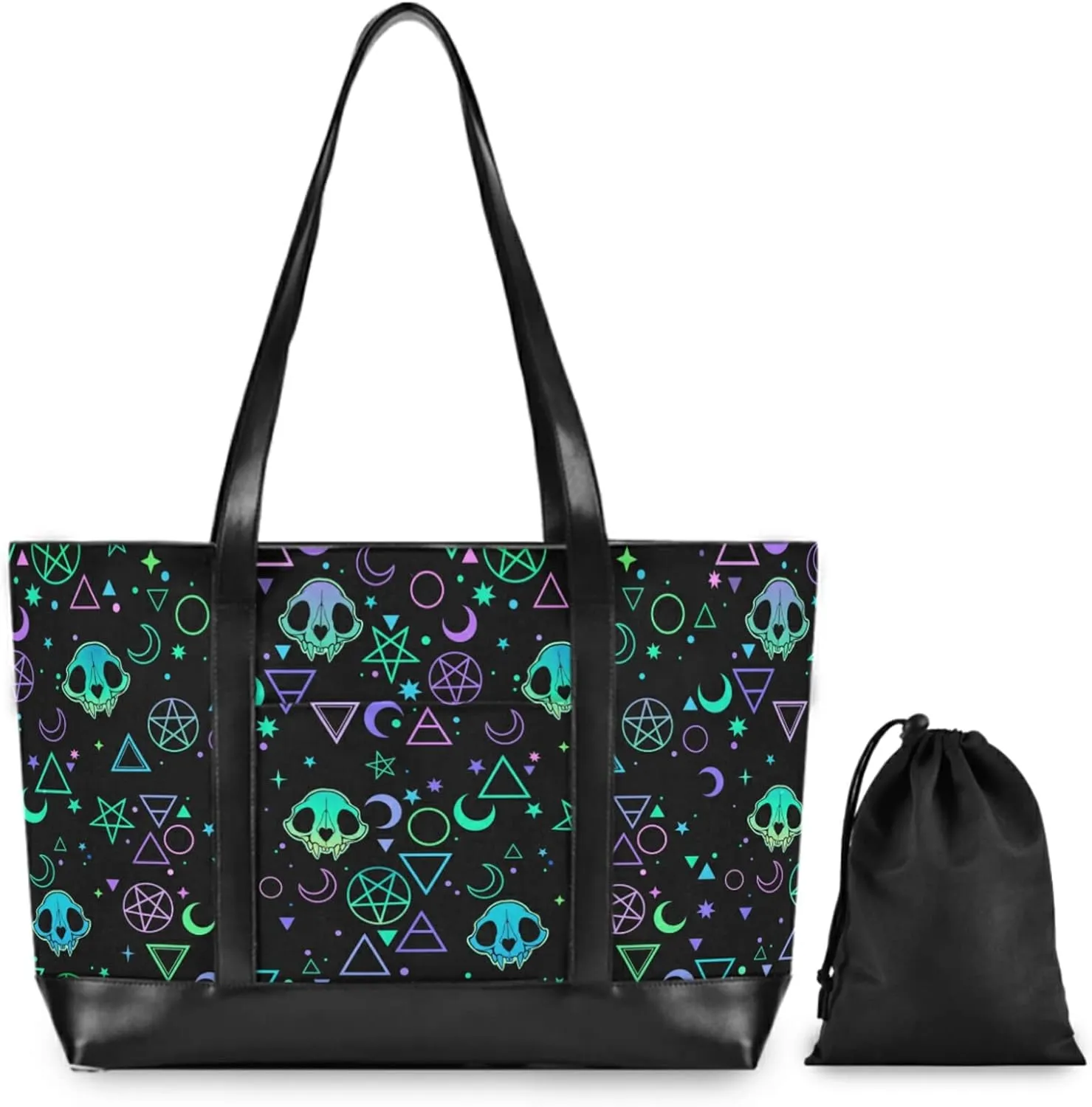 MNSRUU Laptop Bag for Women, Goth Laptop Tote Bag Canvas Laptop Shoulder Bag Large Womens Teacher Handbag
