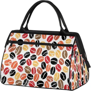 Modern Coffee Beans Colorful Travel Duffel Bag Gym Tote Bag for Women Men Waterproof Weekend Overnight Bag Carry On Tote Luggage with Pocket Personal Item Bags Sports Bag fit Travel Sports Gym Yoga