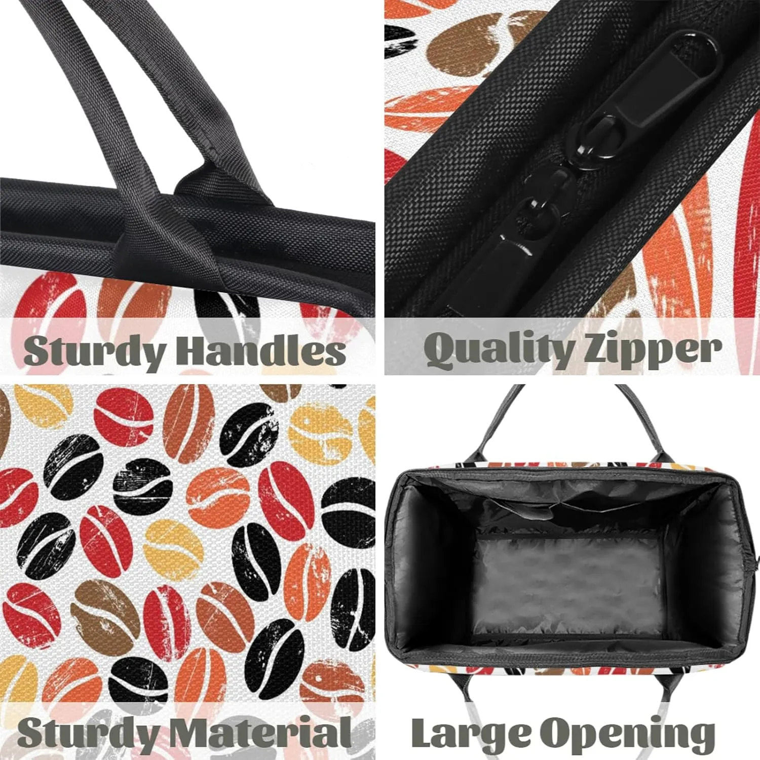 Modern Coffee Beans Colorful Travel Duffel Bag Gym Tote Bag for Women Men Waterproof Weekend Overnight Bag Carry On Tote Luggage with Pocket Personal Item Bags Sports Bag fit Travel Sports Gym Yoga