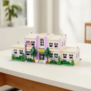 Modern House Building Set,Simpsans Springfiald Elementary School,Home Decor Architecture Brick Model Women Men Teen Girl 14  (3500Pieces)