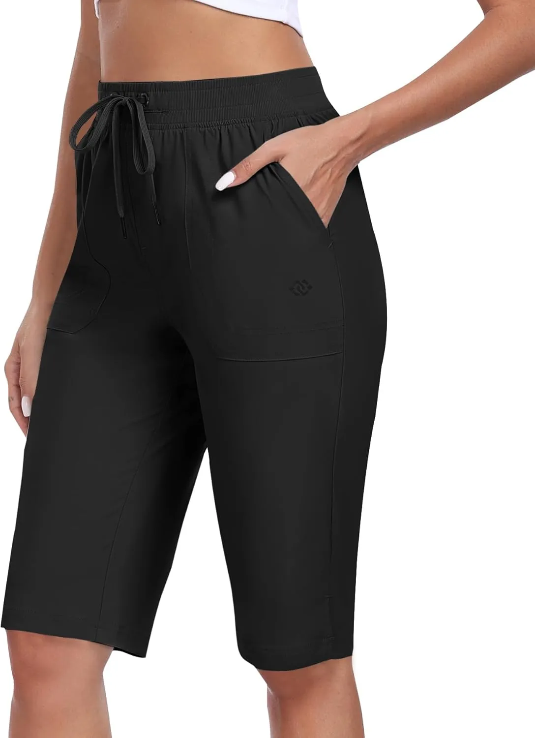 MoFiz Womens 13" Knee Length Hiking Shorts Quick Dry Water Resistant Athletic Travel Golf Bermuda Shorts with 3 Pockets