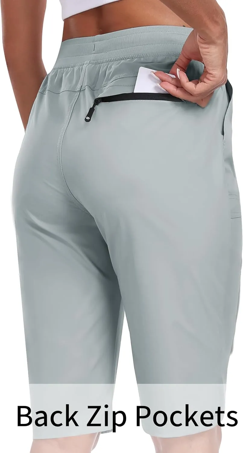 MoFiz Womens 13" Knee Length Hiking Shorts Quick Dry Water Resistant Athletic Travel Golf Bermuda Shorts with 3 Pockets