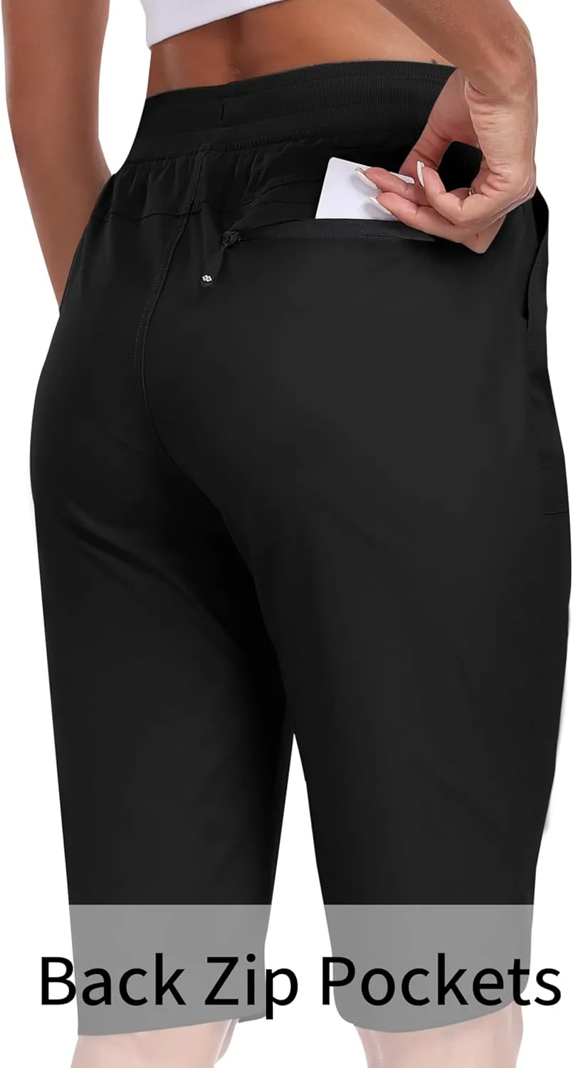 MoFiz Womens 13" Knee Length Hiking Shorts Quick Dry Water Resistant Athletic Travel Golf Bermuda Shorts with 3 Pockets