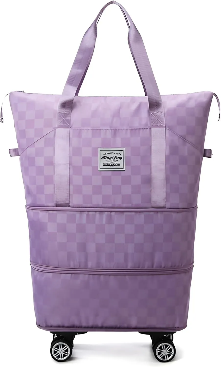 Mokcoliy]【Wheeled Travel Bag Oxford Canvas Luggage with Expandable Compartment, 55L Carry-On Duffel for Women, Multi-Directional Rollers & Padded Handle, Perfect for Business/Leisure Trips