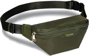 MOLSHINE Fanny Pack for Men Women, Crossbody Waist Bag, Belt Bag for Travel Walking Running Hiking Cycling, Easy Carry Any Phone,Wallet (Army Green)