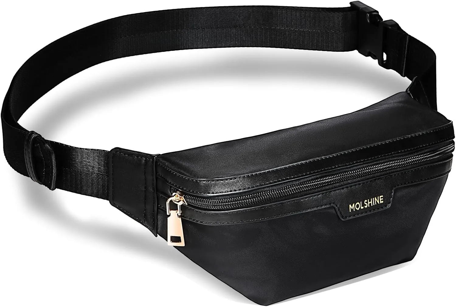 MOLSHINE Fanny Pack for Men Women, Crossbody Waist Bag, Belt Bag for Travel Walking Running Hiking Cycling, Easy Carry Any Phone,Wallet (Black)