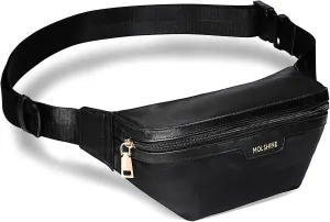 MOLSHINE Fanny Pack for Men Women, Crossbody Waist Bag, Belt Bag for Travel Walking Running Hiking Cycling, Easy Carry Any Phone,Wallet (Black)