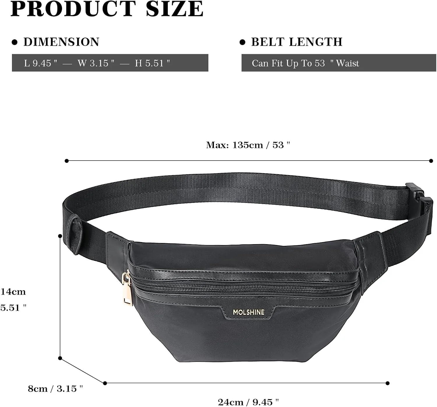 MOLSHINE Fanny Pack for Men Women, Crossbody Waist Bag, Belt Bag for Travel Walking Running Hiking Cycling, Easy Carry Any Phone,Wallet (Grey)