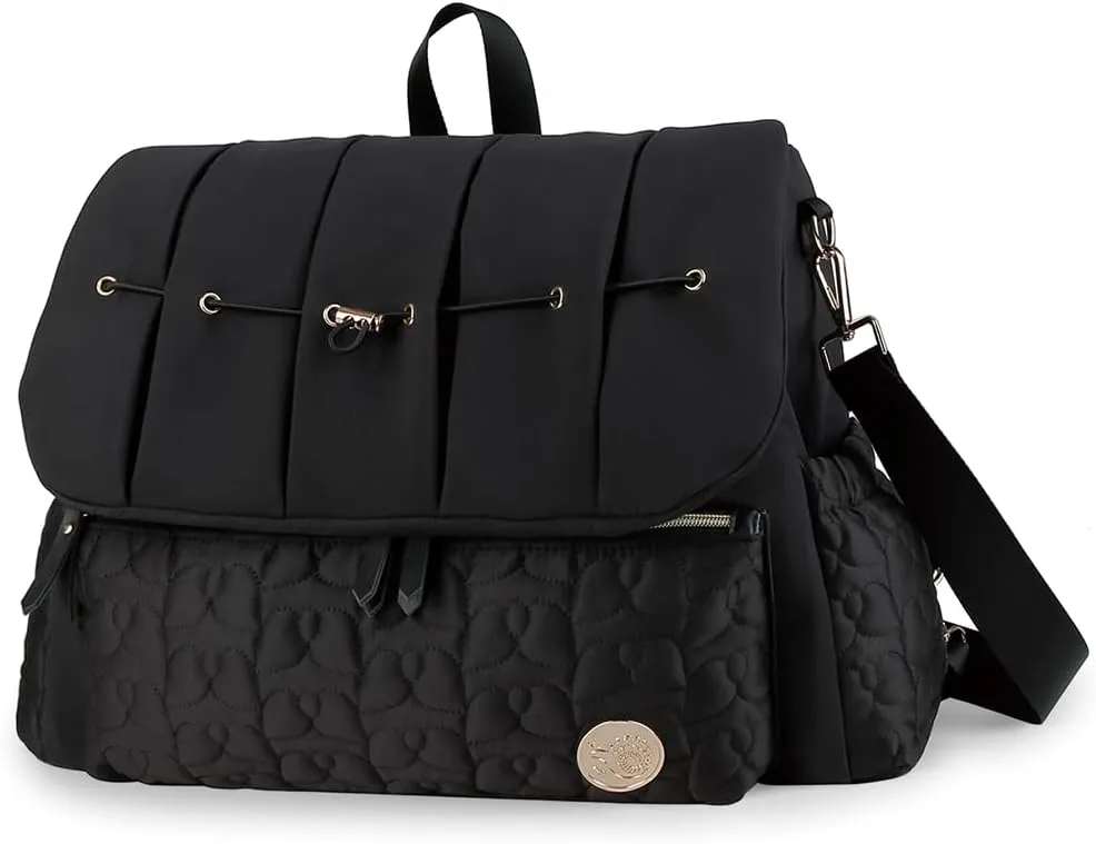 MOMIGO Baby Diaper Bag Backpack - Large Size Multifunction Travel Back Pack for Mom, Fashion Classic Maternity Baby Changing Bags with Portable Changing Pad (Black)