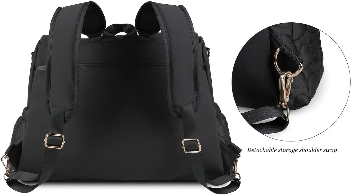 MOMIGO Baby Diaper Bag Backpack - Large Size Multifunction Travel Back Pack for Mom, Fashion Classic Maternity Baby Changing Bags with Portable Changing Pad (Black)