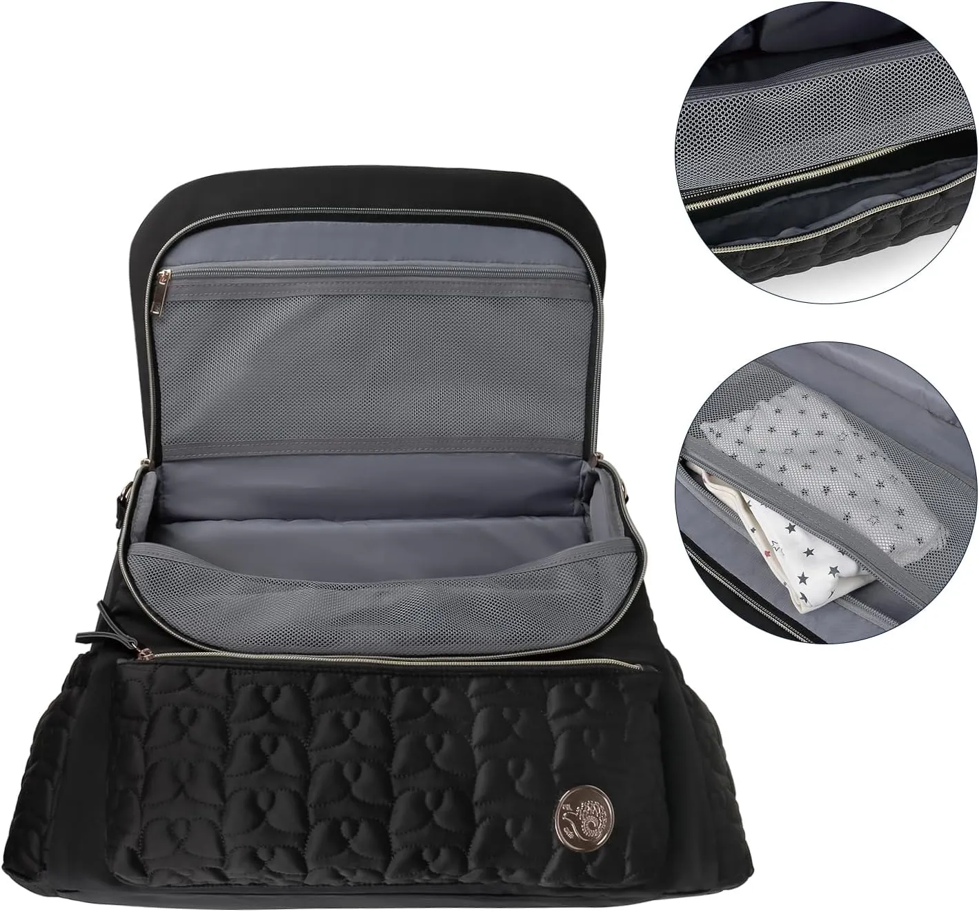 MOMIGO Baby Diaper Bag Backpack - Large Size Multifunction Travel Back Pack for Mom, Fashion Classic Maternity Baby Changing Bags with Portable Changing Pad (Black)