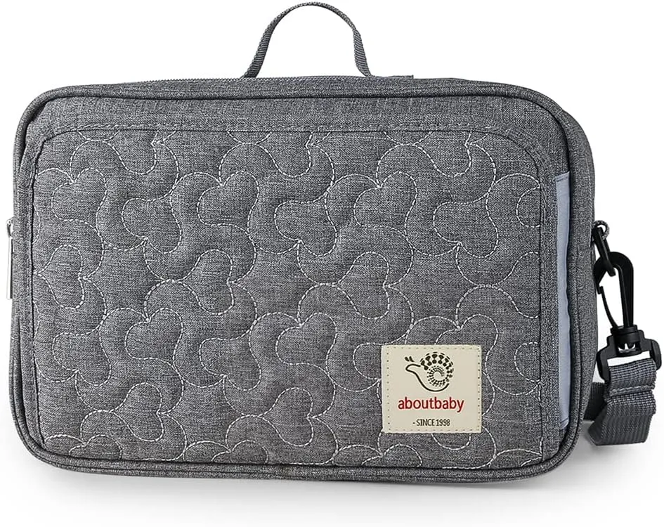 MOMIGO Baby Diaper Caddy Bag - Diaper Caddy Tote Baby Stroller Bag Nursery Storage Bin for Diapers, Wipes & Toys Mini Diaper Bag for Outdoor (Grey Flower)
