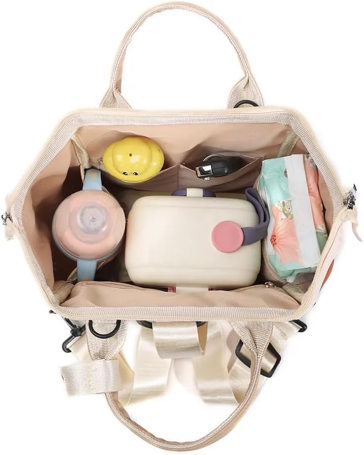 MOMIGO Small Diaper Bag Tote - Diaper Backpack Crossbody Baby Waterproof Multi-Function Mini Smart Light Diaper Bag for Outdoor (Khaki)