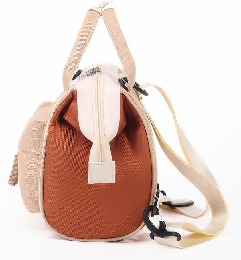MOMIGO Small Diaper Bag Tote - Diaper Backpack Crossbody Baby Waterproof Multi-Function Mini Smart Light Diaper Bag for Outdoor (Khaki)