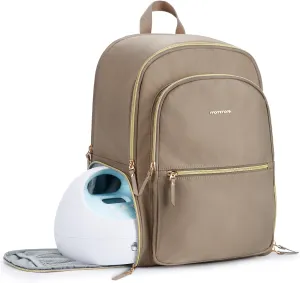 mommore Breast Pump Bag with Cooler Pocket for Milk Storage, Fits Spectra S1, S2 / Medela, Stylish Diaper Bag Backpack with Padded Laptop Sleeve for Work Travel