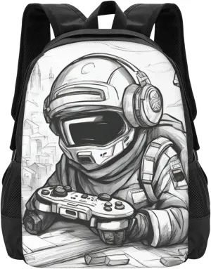 Monochrome Sketch Style Gaming Print Personal Item Travel Bag,Perfect Travel Backpack Carry On Flight Approved Laptop Backpack