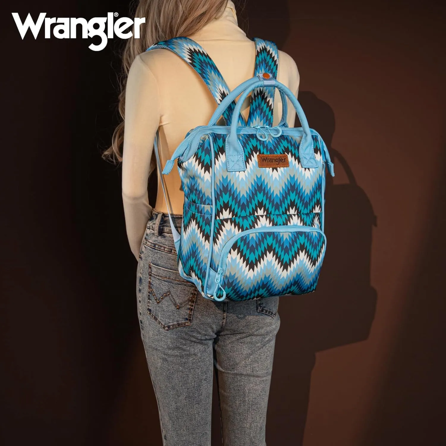 Montana West Wrangler Aztec Callie Diaper Bag Backpack with Stroller Straps Multifunction Baby Travel Bag WG2211-9110JN