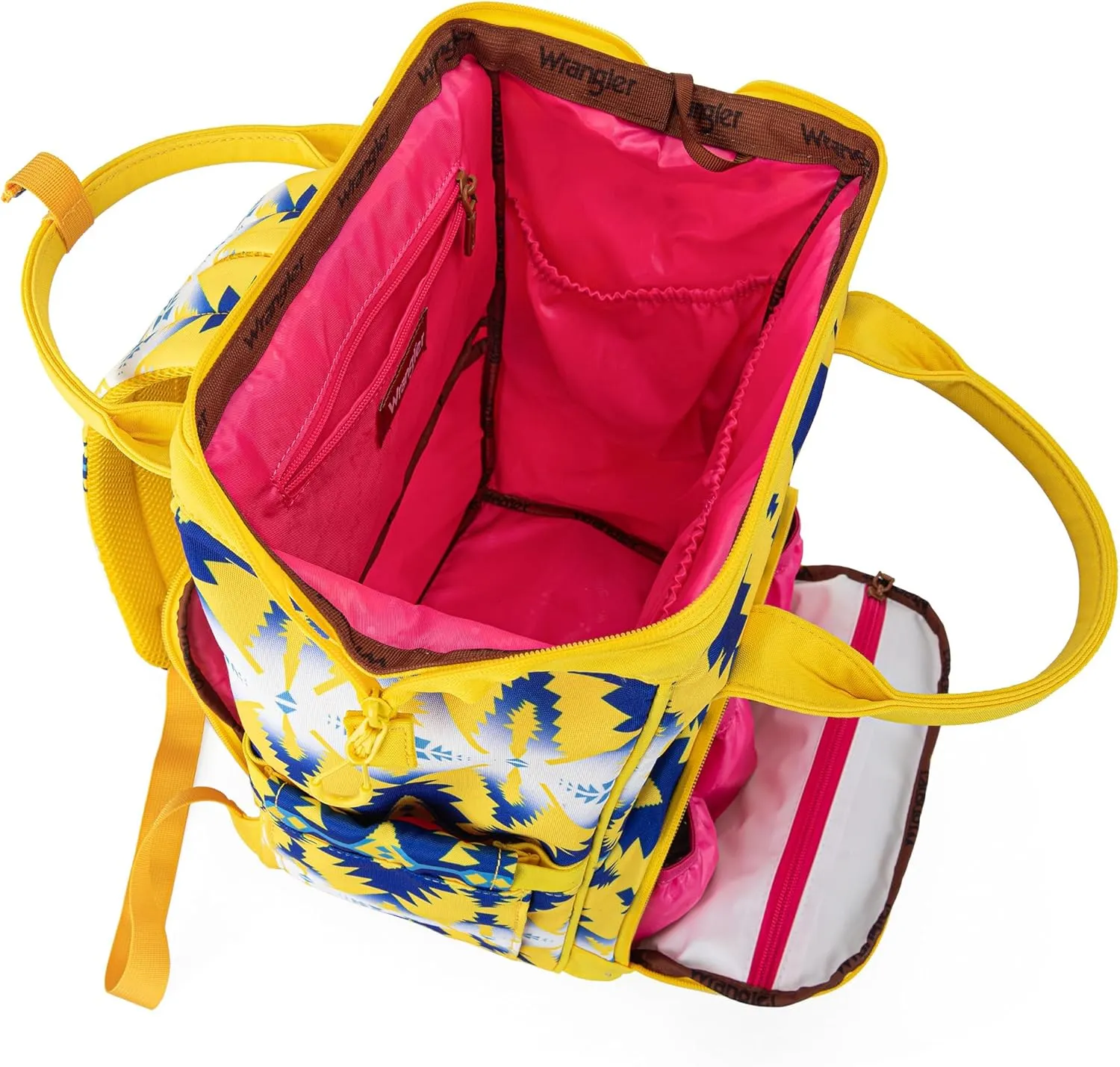 Montana West x Wrangler Diaper Bag Backpack Aztec Travel Backpack Purses Western Multi-Function Baby Bags for Mom with Waterproof Insulated Pockets