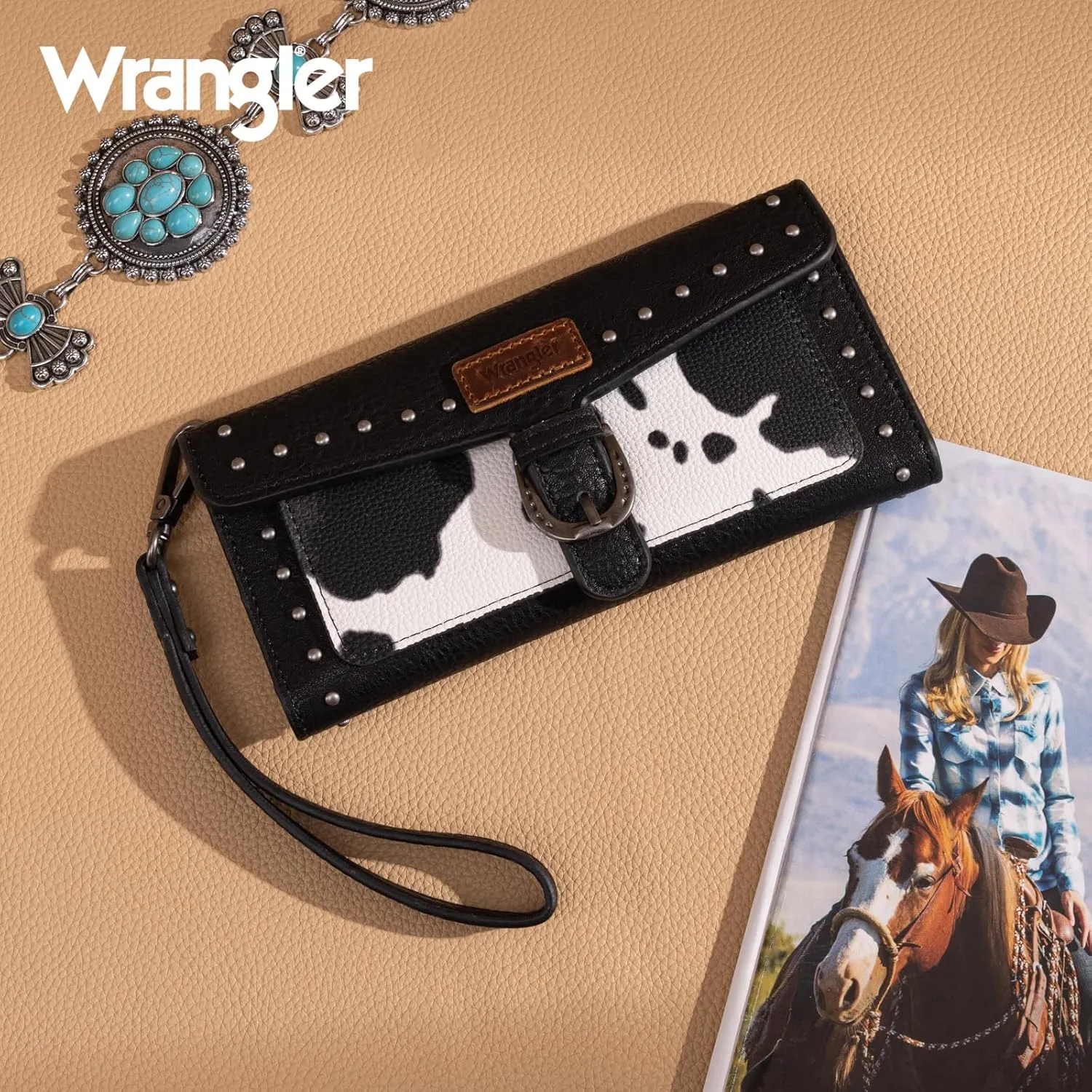 Montana West X Wrangler Womens Wallet Western Wristlet for Women Large Rfid Wallet With Detachable Credit Card Holder