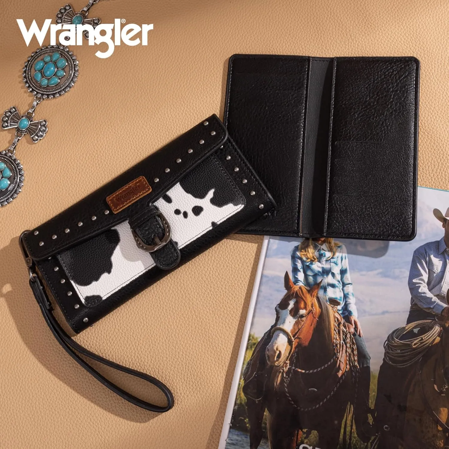 Montana West X Wrangler Womens Wallet Western Wristlet for Women Large Rfid Wallet With Detachable Credit Card Holder