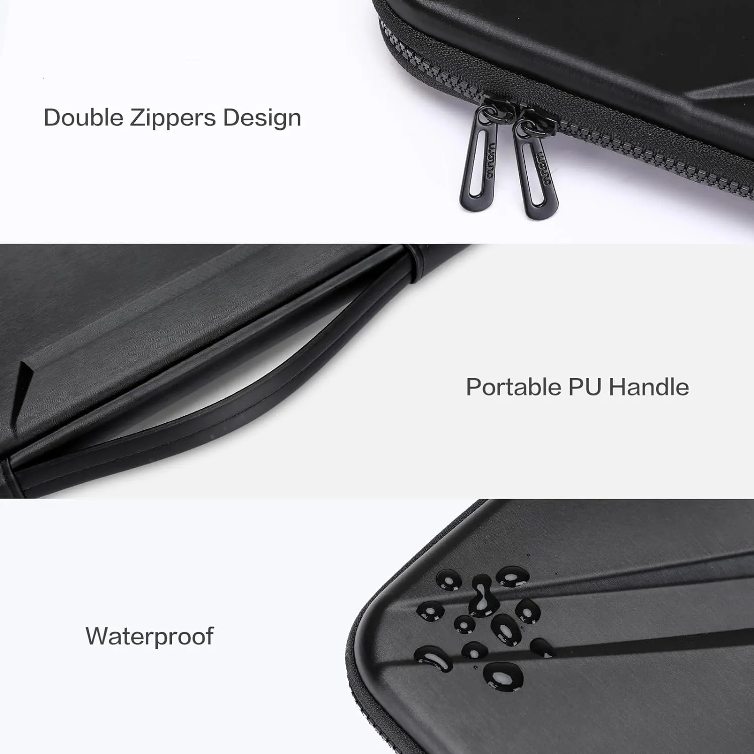 MOSISO 15-16 inch Laptop Hard Case, 15.6 inch Waterproof Shockproof Computer Bag Compatible with MacBook HP Dell,Artistic Geometric EVA Carrying Sleeve Laptop Case Hard Shell with Handle, Black