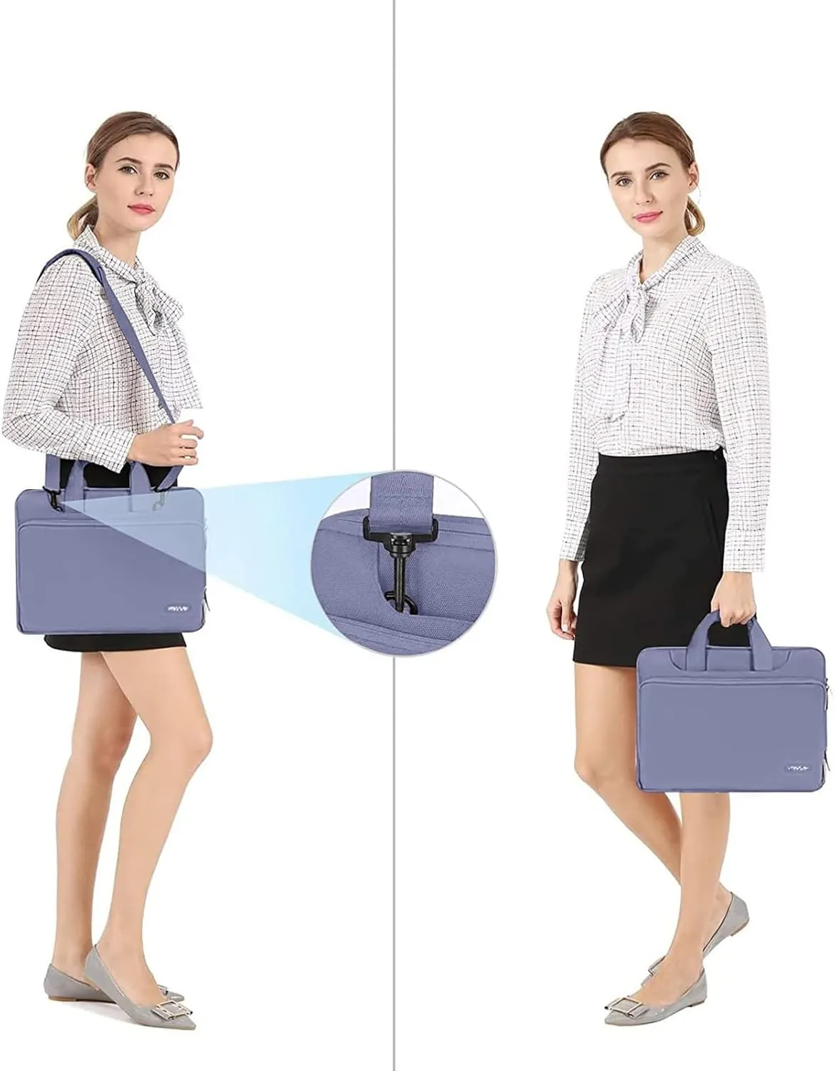 MOSISO 360 Protective Laptop Shoulder Bag Compatible with MacBook Air 15 M4 A3241 M3 A3114 M2 A2941/Pro 16 inch M4 M3 M2 M1, 15-15.6 inch Notebook,Matching Color Sleeve with Belt, Lavender Gray