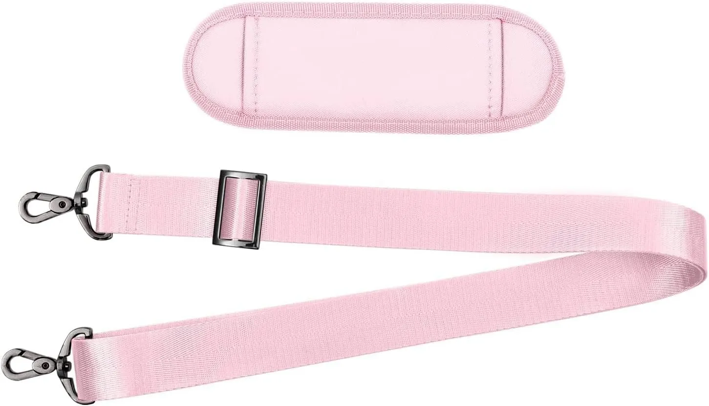 MOSISO 56 inch Shoulder Strap, Adjustable Thick Soft Universal Replacement Non-Slip Fit Padded with Metal Swivel Hooks for Laptop Shoulder Bag/Laptop Messenger Bag/Crossbody Bag, Rose Quartz