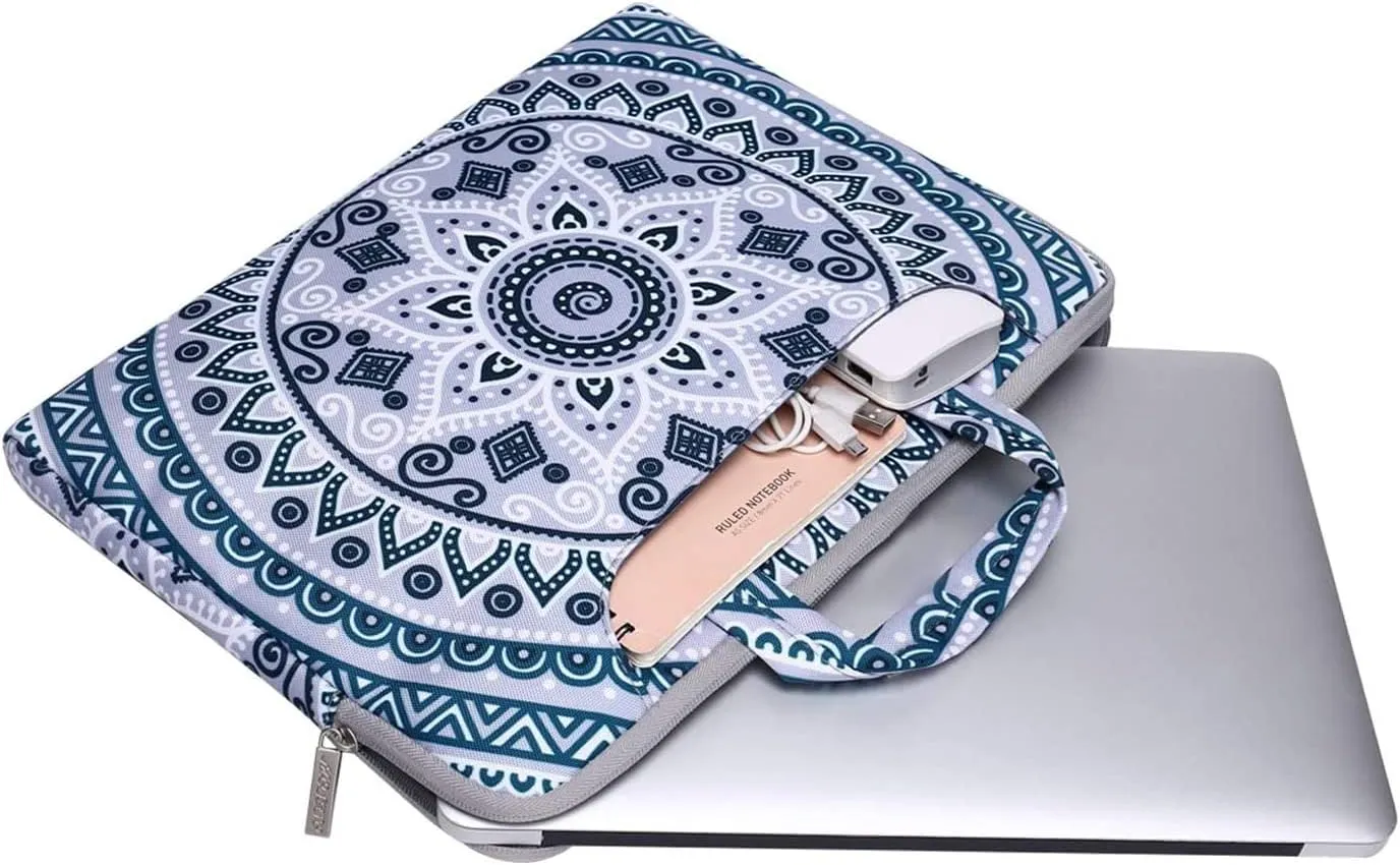 MOSISO Laptop Shoulder Bag Compatible with MacBook Air/Pro, 13-13.3 inch Notebook, MacBook Pro 14 inch M3 M2 M1 Chip, Polyester Briefcase Sleeve Mandala MO-MDL006