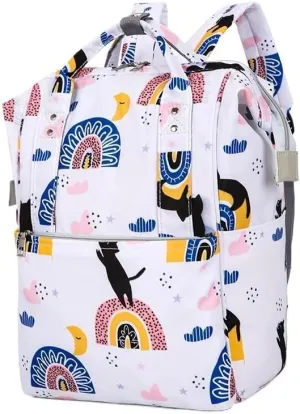 Mother And Baby Mommy Bag Oxford Cloth Waterproof Cloth Printed Mother's Diaper Ready To Give Birth Bag With Large Capacity(White Alpaca)