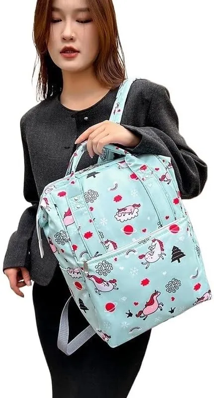 Mother And Baby Mommy Bag Oxford Cloth Waterproof Cloth Printed Mother's Diaper Ready To Give Birth Bag With Large Capacity(White Alpaca)