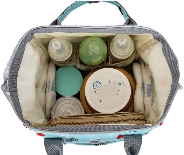 Mother And Baby Mommy Bag Oxford Cloth Waterproof Cloth Printed Mother's Diaper Ready To Give Birth Bag With Large Capacity(White Alpaca)
