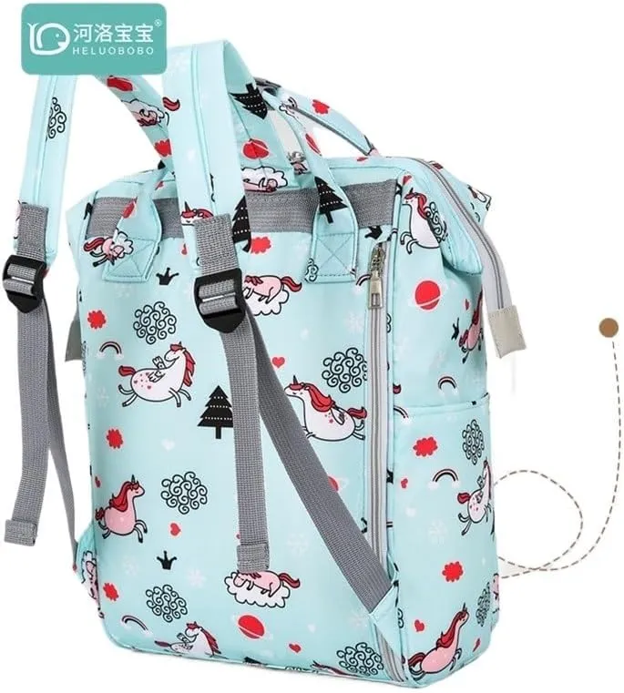 Mother And Baby Mommy Bag Oxford Cloth Waterproof Cloth Printed Mother's Diaper Ready To Give Birth Bag With Large Capacity(White Alpaca)