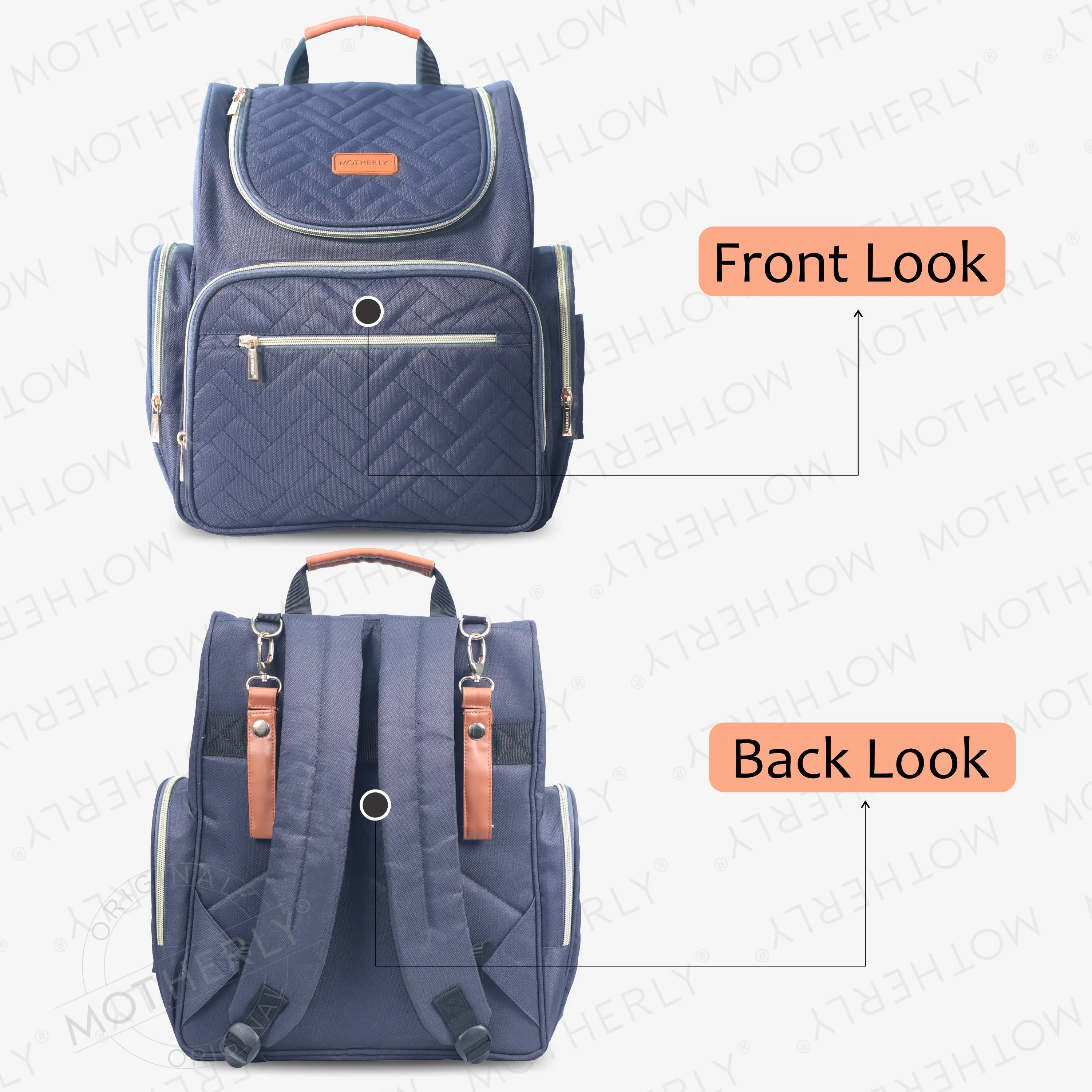 Motherly Diaper Quilted Diaper Bag for Mothers for Travel with Changing Mat - Spacious Diaper Bags for Mom | Baby Bag with Multi-Pocket Design | Maternity Bags for Mother and Baby