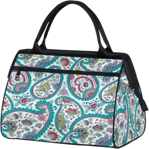 Motif Paisley Pattern Travel Duffel Bag Sports Travel Duffel Bag Waterproof Durable Large Gym Tote Bag Weekender Overnight Bag for Women Travel Gym Yoga