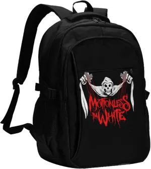 Motionless Rock In White Backpack with USB Charing Port Laptop Daypack Travel Bag Classic Laptop Backpack