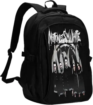 Motionless Rock In White Backpack with USB Charing Port Laptop Daypack Travel Bag Classic Laptop Backpack