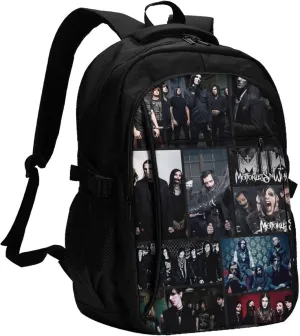 Motionless Rock In White Backpack with USB Charing Port Laptop Daypack Travel Bag Classic Laptop Backpack