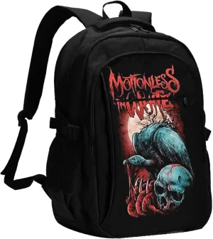 Motionless Rock In White Backpack with USB Charing Port Laptop Daypack Travel Bag Classic Laptop Backpack
