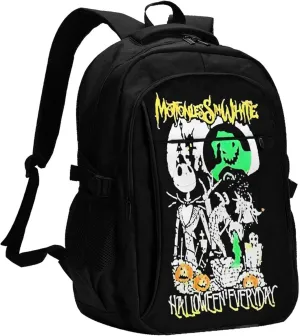 Motionless Rock In White Backpack with USB Charing Port Laptop Daypack Travel Bag Classic Laptop Backpack