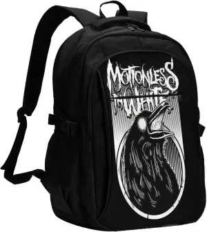 Motionless Rock In White Backpack with USB Charing Port Laptop Daypack Travel Bag Classic Laptop Backpack