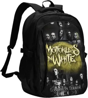 Motionless Rock In White Backpack with USB Charing Port Laptop Daypack Travel Bag Classic Laptop Backpack
