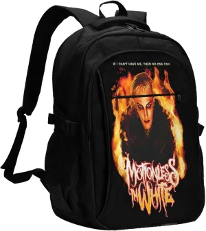 Motionless Rock In White Backpack with USB Charing Port Laptop Daypack Travel Bag Classic Laptop Backpack